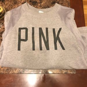 PINK grey crew neck sweatshirt